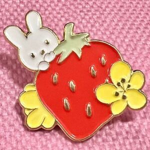 Kawaii Strawberry Bunny Enamel Pin